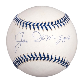 Joe DiMaggio Single Signed OAL Budig Baseball With DiMaggio Day Logo (Family LOA & Beckett)
